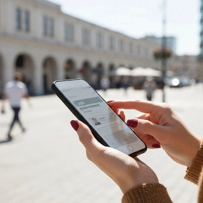 Person using a smartphone to find local government services in Box Hill