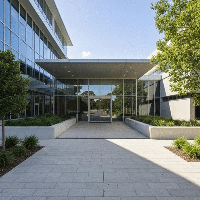 Modern healthcare facility entrance in Box Hill
